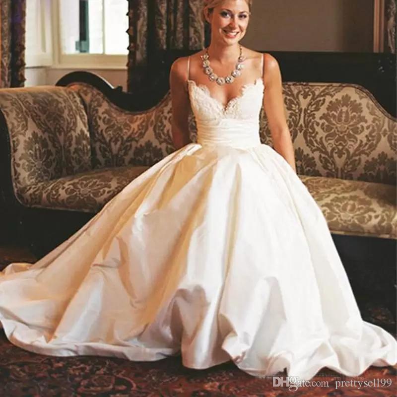 Short Wedding Dress with Pockets Inspirational Discount Spaghetti Lace Wedding Dresses 2019 with Pockets Taffeta Backless Vintage Chapel Train Bohemian Sweetheart A Line Wedding Bridal Gowns A Line