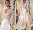 Short Wedding Dress with Pockets Lovely Discount 2018 V Neck Princess Wedding Gowns Plus Size Illusion Long Sleeve See Through Designer with Pockets Satin Court Train Bridal Dresses Cheap