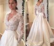 Short Wedding Dress with Pockets Lovely Discount 2018 V Neck Princess Wedding Gowns Plus Size Illusion Long Sleeve See Through Designer with Pockets Satin Court Train Bridal Dresses Cheap