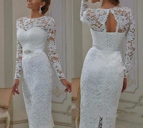 Short White Wedding Reception Dress Awesome Vintage Lace Tea Length Short Wedding Dresses 2019 with Long