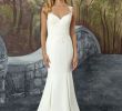 Silk Crepe Wedding Dresses Unique Style 8923 Crepe Fit and Flare Wedding Dress with attached