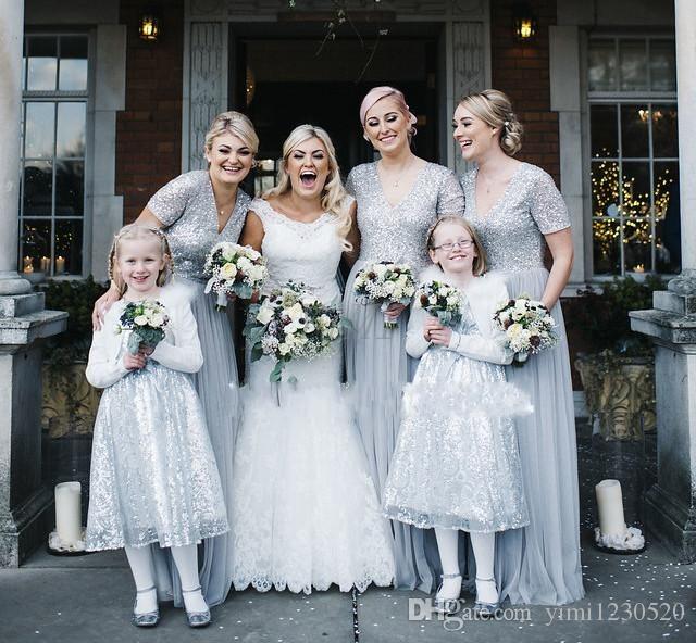 sequined silver country bridesmaid dresses