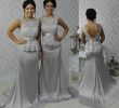 Silver Wedding Dresses Awesome Glamorous Scoop Mermaid Silver Stretch Satin Court Train Open Back Bridesmaid Dress Wedding Party Dresses Wedding Dresses for Brides Wedding Mermaid