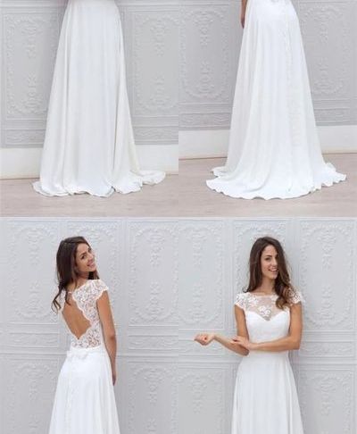 Simple Aline Wedding Dresses Unique Simple A Line Beach Wedding Dresses Sheer Lace Appliques