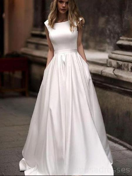 Simple and Cheap Wedding Dresses New Scoop Simple Satin Elegant Cheap Wedding Dresses Line