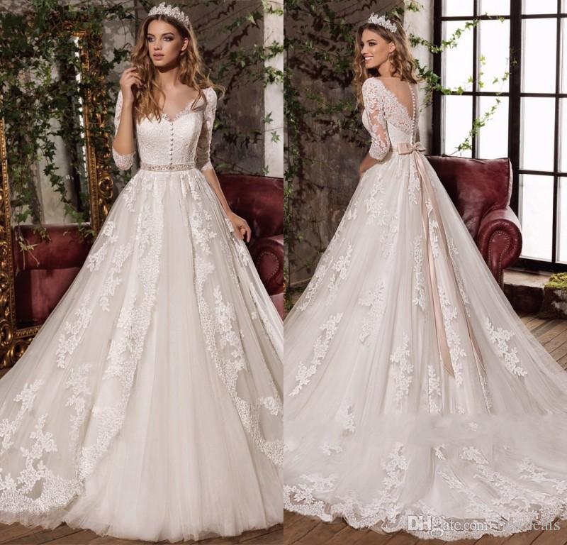 Simple Classy Wedding Dresses Inspirational 2018 New Design Y V Neck Elegant Bow Princess Wedding Dresses Gorgeous Appliques Vestido De Noiva Half Sleeves Hot Sale