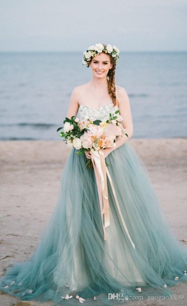 fairy colorful country beach wedding dresses