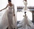 Slimming Wedding Dresses Beautiful Charming Plus Size Mermaid Wedding Dress with Removable Train Delicate Lace Applique Bow Bridal Gowns Long Sleeves Custom Made Wedding Dress Wedding