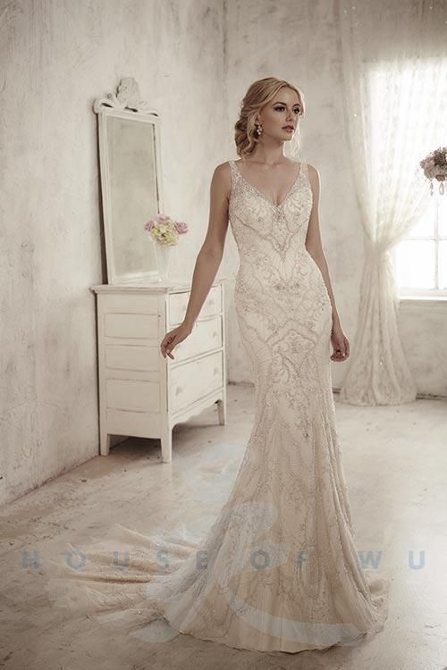 Slimming Wedding Dresses Inspirational This Slimming Heavily Beaded Design Has An Illusion Tank