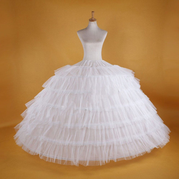 Slip Under Wedding Dress Elegant New Big White Petticoats Super Puffy Ball Gown Slip Underskirt 6 Hoops Long Crinoline for Adult Wedding formal Dress Square Dancing Petticoats