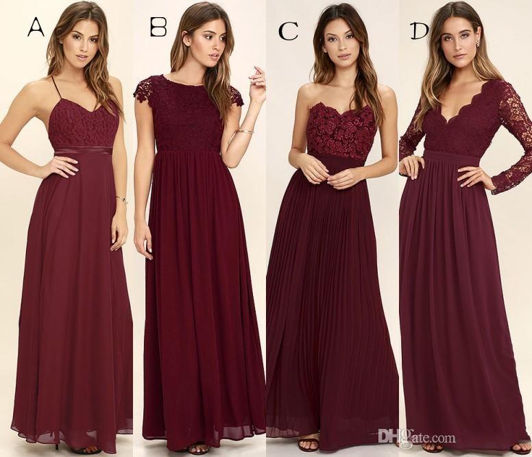 Spa Color Bridesmaid Dresses Fresh Cheap 2018 Beach Bridesmaid Dresses Mixed Style A Line Floor Length Burgundy Bridesmaid Gowns with Applique Chiffon Backless formal Dresses