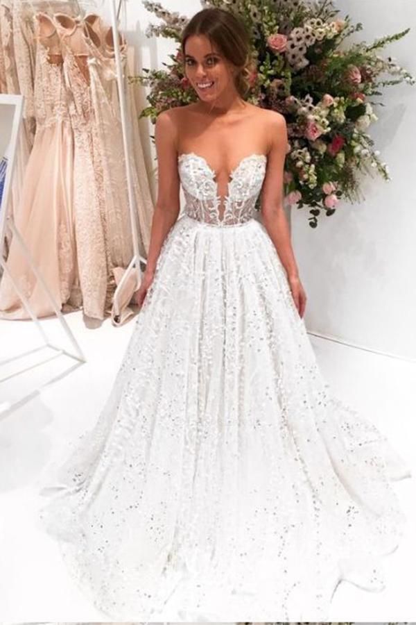 Sparkle Wedding Dresses Lovely Outlet Dazzling Lace Wedding Dress A Line Wedding Dress