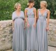 Steel Blue Bridesmaid Dresses New A Line V Neck Cap Sleeves Grey Long Convertible Bridesmaid