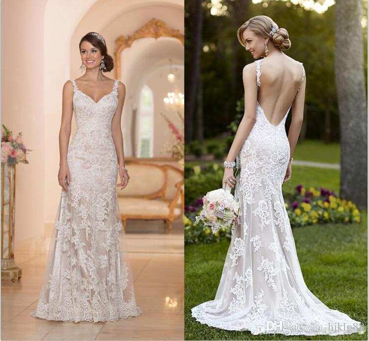 elegant stella york inspired ivory white lace wedding dresses 2015 backless trumpetmermaid sweetheart appliques sweep train bridal gown online with piece on hjklp88s store dhgate