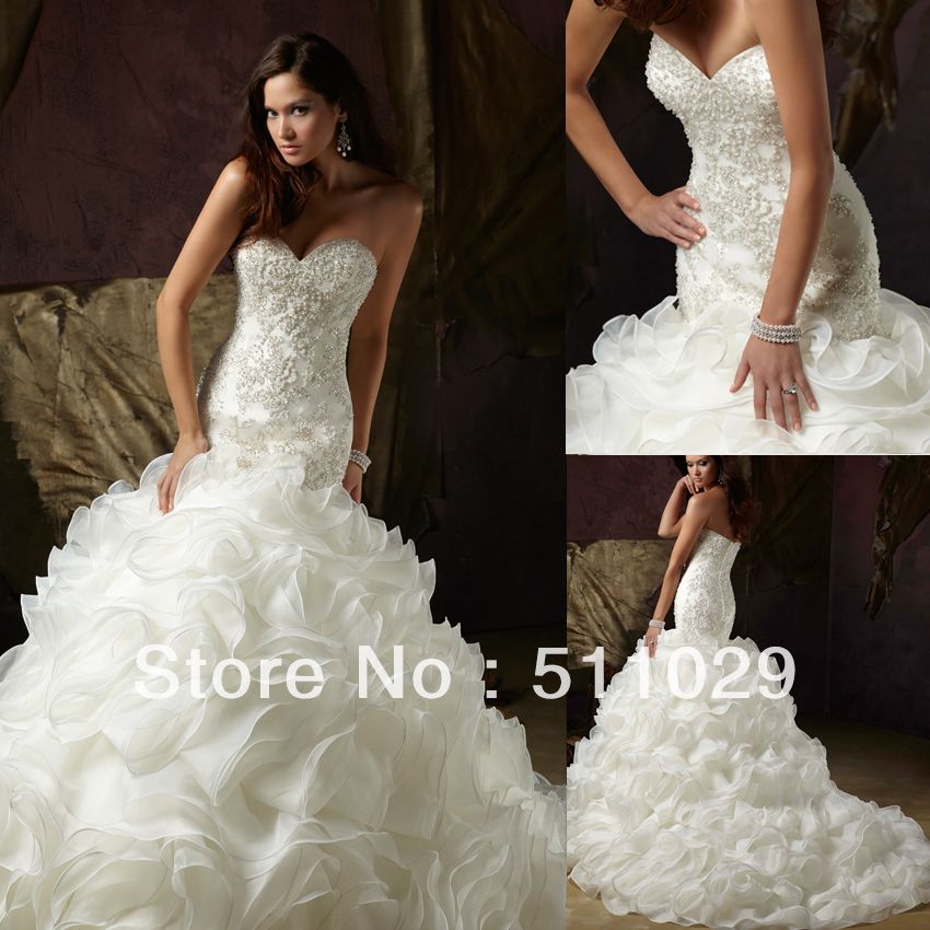 Strapless Mermaid Wedding Dress Awesome Wd 296 Fancy Sparkle Beaded Fitted Bodice Strapless Bling