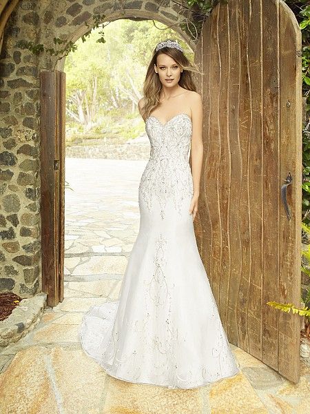 Strapless Mermaid Wedding Dress Elegant Beaded Mermaid Wedding Dress Moonlight Couture H1337