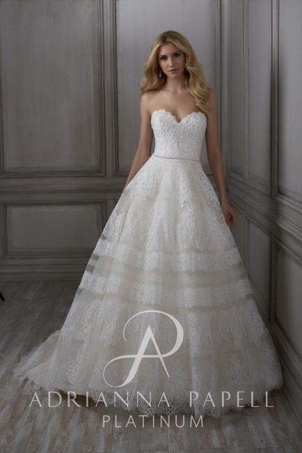 adrianna papell adelia strapless sweetheart neck wedding dress 01 316