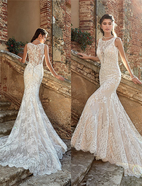 Summer Bridal Dress Unique 2019 Summer Mermaid Wedding Dresses Backless Full Lace Court Train Beach Bridal Gowns formal Dresses for Bohemian Wedding Gowns Custom Made Dresses
