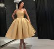 Tan Dresses for Wedding Elegant 2018 New Fashion Gold Ball Gown Cocktail Dresses Strapless Tea Length Backless Pleats formal Prom evening Dresses Party Gowns for Girls Latest formal