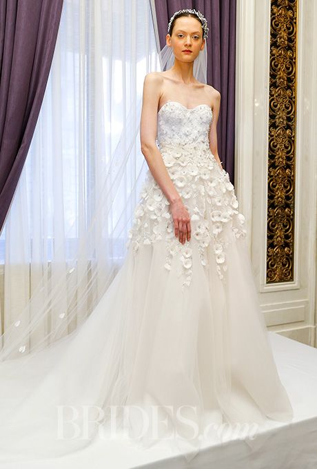beautiful wedding dresses inspiration a strapless marchesa wedding dress with floral appliques brides