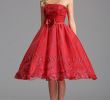 Tea Length Dresses for Wedding Guests Luxury Strapless Tea Length Red Cocktail Dress Party Dress