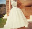 Tea Length Lace Wedding Dress New Knee Length Wedding Dresses with Sleeves Eatgn