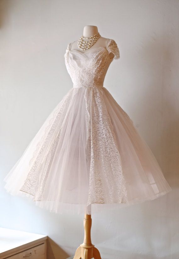 Tea Length Vintage Wedding Dresses New Beautiful 1950s Lace Tea Length Wedding Dress by Lorie Deb