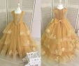 Teen Dresses for Wedding Luxury Hot Sales Gold Tulle Lace Teens Girls Pageant Dresses Sheer Cap Sleeves Appliques Kids Wedding Dress Party Birthday Gown Custom Made toddler Flower