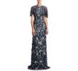 Theia Dresses On Sale Awesome theia Blue Short Sleeve Petal Applique Gown Lyst