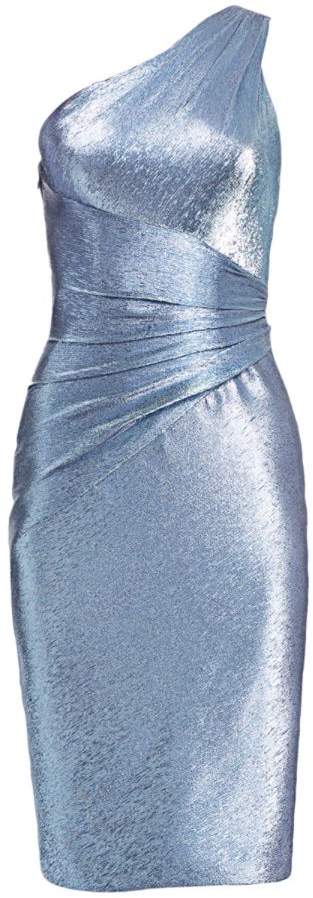 Theia e Shoulder Metallic Cocktail Dress