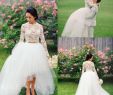 Top Wedding Dress Designers Awesome Discount Vintage Lace Long Sleeves Two Pieces Wedding Dresses A Line Tulle High Low Beach Garden Bridal Gowns Tulle Custom Made Wedding Dress Best