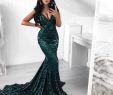 Trumpet Dress Vs Mermaid Dress Inspirational Mermaid V Neck Sweep Train Dark Green Sequined Prom Dress