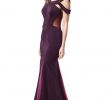 Trumpet Gowns Awesome Elegance Long F Shoulder Plum Bridesmaid Prom Trumpet Gown