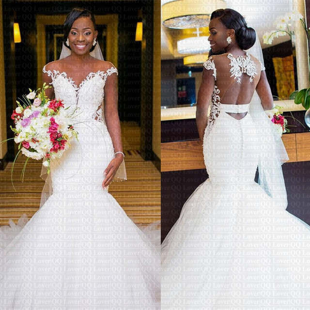 2019 New African Appliques Mermaid Wedding Dress y Sheer Back Bridal Gowns Vestido De Novia 640x640q70