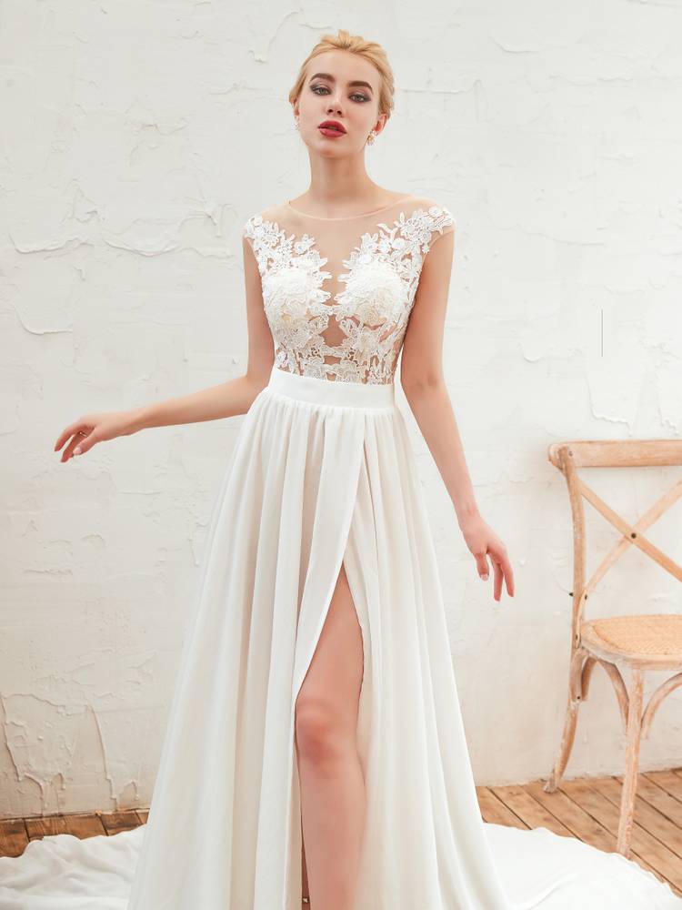 copy of Elegant V neck three dimensional embroidery wedding dresses 0