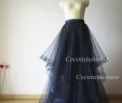 Tulle Skirt Outfit for Wedding New Horse Hair Trims Navy Blue Hi Low Maxi Tulle Skirt Women