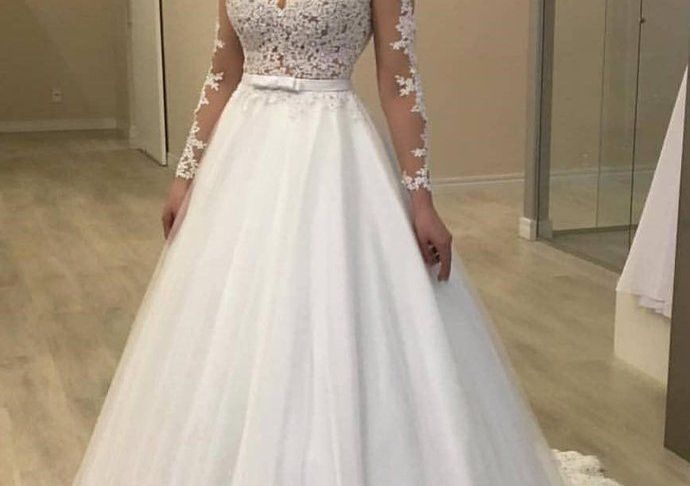 Tulle Wedding Gown Best Of 2019 ç Charming Long Sleeve Appliques Tulle Wedding Dress