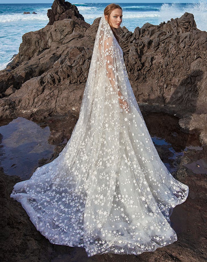 wedding veil with star deatiling