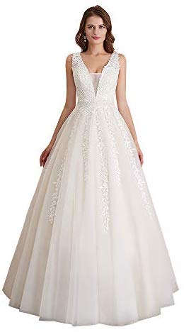 V Neck Wedding Gowns Lovely Abaowedding Women S Wedding Dress for Bride Lace Applique