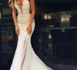 V Neck Wedding Gowns Unique Luxurious Mermaid Long V Neck Wedding Dress with Open Back