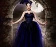 Vampire Wedding Dresses Lovely Streamer Floor Length Tutu Skirt formal Royal Blue Black
