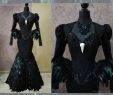 Vampiric Wedding Dresses Elegant Black Swan Haute Goth Corset Dress Gothic Feathers Raven