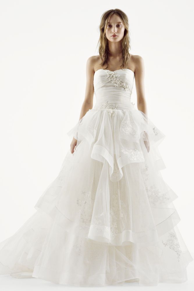 Vera Wang Wedding Dresses for Sale New Extra Length White by Vera Wang Tiered Tulle Wedding Dress