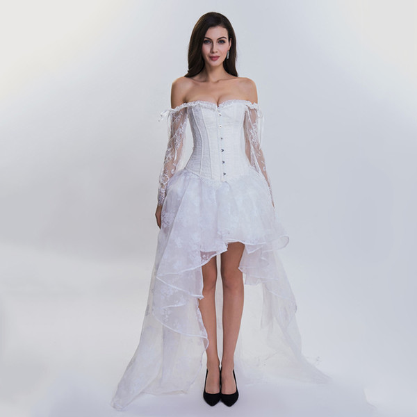 Victorian Steampunk Wedding Dresses Fresh 2019 Bridal Corsets and Bustiers White Lace Sleeve Gothic Corset Dress Wedding Y Burlesque Outfit Victorian Steampunk Clothing From Prime09 $39 9