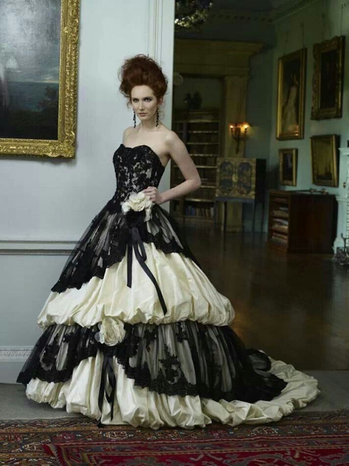 Victorian Steampunk Wedding Dresses Lovely Black and White Goth Wedding Gown