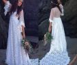 Vintage A Line Wedding Dresses Elegant Vintage Bohemian Wedding Dresses 2017 A Line Sheer Back Bride Gowns Sweep Train Half Sleeves Elegant Bridal Gowns for Wedding Party