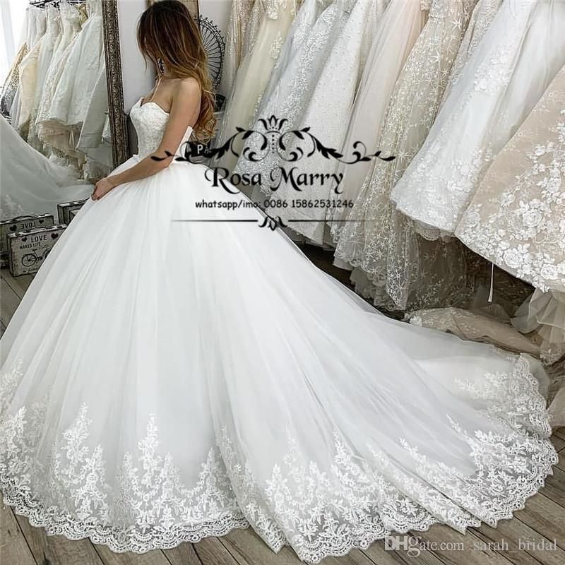 Vintage Beaded Wedding Dress Luxury Princess Vintage Lace Ball Gown Wedding Dresses 2019
