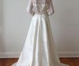 Vintage Satin Wedding Dress Fresh Vintage 1970s Does 1950s Satin Wedding Dress with Lace Illusion Neckline and Lace Sleeves