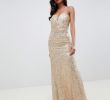 Wedding after Party Dresses Fresh Tfnc Patterned Sequin Bandeau Maxi Dress In Gold