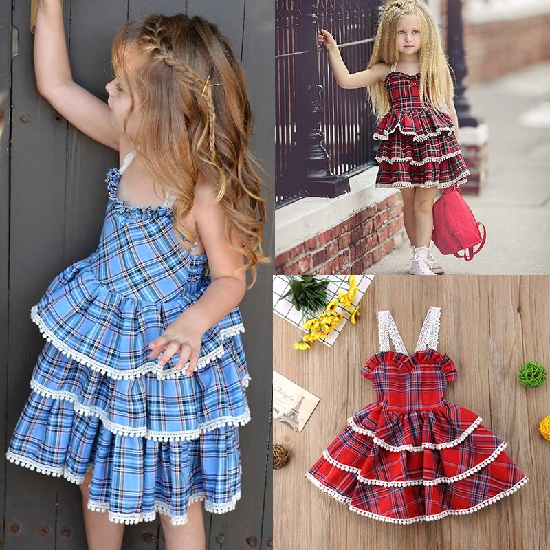 Wedding attendant Dresses Awesome 2019 Summer Kids Baby Girls Lace Plaid Tutu Dress Wedding Party Dresses Sleeveless Casual Baby Clothing Children Girls Clothes